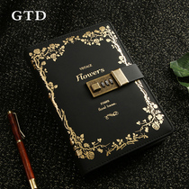 Password book with lock diary European retro style notebook simple art exquisite creative Net red female thick hand account notebook notebook Primary School fingerprint magic book stationery hand account book