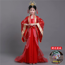 New childrens ancient costumes girls tailing Princess Queen Palace ancient clothes fairy show Hanfu