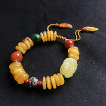 Jayne Chou natural Baltic beeswax with plate beads South Red Duobao bracelet certificate 05681