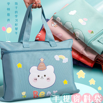 Student portable file bag multi-function portable pregnant mother pregnancy test bag cute file bag large capacity pregnancy list file bag zipper handbag canvas Oxford cloth collection B super a4
