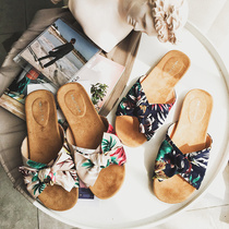 2021 new net red soft bottom out slippers women wear fashion beach shoes outside summer bow holiday cool slippers