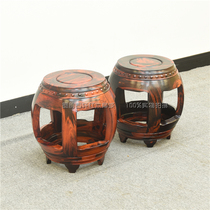 Laos big red sour branch drum stool mahogany cochin rosewood small round stool shoe changing stool antique short pier Chinese style embroidered pier