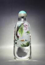 Natural crystal stone Middle stone inner painting snuff bottle Spring