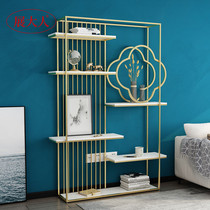 Light and luxurious shelf floor Xuanguan Partition Iron Art Living Room Bookshelf Nordic Decoration Office Display Shelf Metal