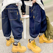 2022 New Autumn Clothes Boys Jeans Childrens Handsome Pants Big Boys Western-style Trousers Spring and Autumn