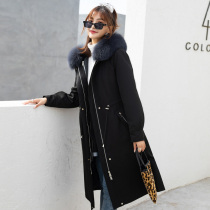 Parker service womens 2021 winter new mid-length otter rabbit fur grass liner real hair detachable waist coat coat