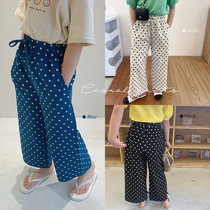 Salty Egg Small Shrimp Rice Girl Breathable Snow Spinning Wave Point Broadlegged Pants Baby Summer Dress Child Loose Casual Straight Drum Long Pants
