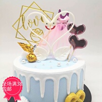 Cake decoration couple Swan Peacock Black Princess childrens birthday baking arrangement festival dress decorations