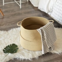 ins Nordic handmade cotton thread woven dirty clothes basket folded containing basket large belly green plant flower pot miscellaneous basket decoration