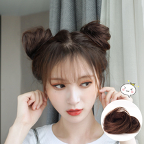 Double ball head wig ring Fluffy ball bud head hair changer Real hair female pan head styling straight hair ring