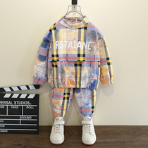 Boys spring suit 2021 new childrens handsome male baby spring and autumn boys foreign childrens clothing two-piece set tide