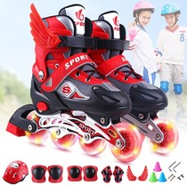 Skates In-line childrens roller skates Mens and womens childrens beginner speed skating shoes Flash adjustable primary and secondary school roller skates