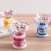 (8 fruit fork base) creative cartoon stainless steel fruit fork cute fruit sign salad fork suit