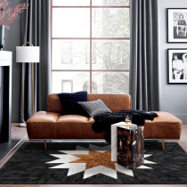 76 Light Lavish Living Room Carpet Bull Leather Splicing Designer Brief Fashion Modern Black Creativity INS Ground Mat Custom