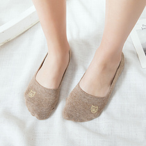 Boat socks womens cotton shallow mouth invisible Korean cute cartoon embroidery Silicone non-slip does not fall off with summer thin socks