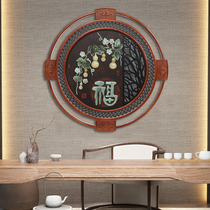 Dongyang wood carving jade carving painting pendant New Chinese living room bedroom decorative painting Jade round entrance wall wall hanging painting