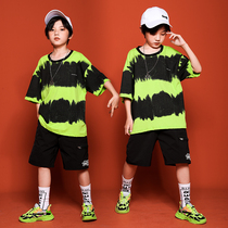 Boys summer new street dance costume children hip hop tide clothes T-shirt children hiphiop loose short sleeve set
