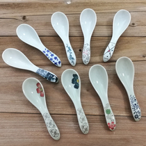 Japanese underglaze ceramic spoon small soup spoon long handle spoon home creative spoon rice spoon