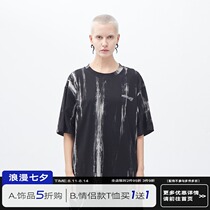 PCLP (PERCLIPS) Loose tie-dye gradient short-sleeved national tide T-shirt washed men and women couples hip-hop