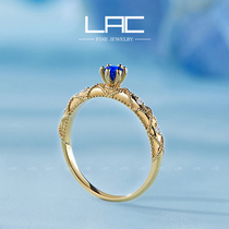 (Magazine Stars The Same) LAC Natural Royal Sapphire Ring Woman 18K Gold Diamond Caibao