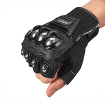 Summer motorcycle gloves half finger stainless steel fallproof breathable off-road motorcycle rider equipment riding gloves for men and women