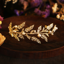 Wedding hair accessories set simple Japanese and Korean rhinestones exquisite leaves beautiful wedding dress accessories bride hair hoop headwear