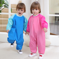 Baby waterproof coat conjoined body Anti-dirty climbing suit full body protection quick-drying easy to wash and play sand oil childrens painting and eating