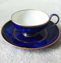 New collection of French sevres Duoyun Blue black tea high handle cup and saucer