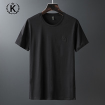 High-end mercerized cotton short-sleeved T-shirt mens summer Tide brand Joker round neck Xinjiang cotton ice sense mens half-sleeve body shirt tide