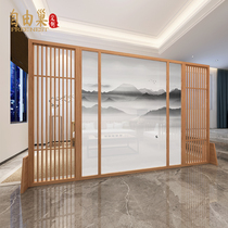 New Chinese solid wood fence hollow hollow large screen decoration living room hotel tea room office partition shielding screen