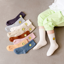 Girls comb cotton stockings 2022 new baby embroidered smiley socks stockings and small girl autumn winter