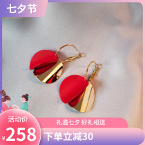 KV suitable for the New Years red ear ring female 2021 new trendy high-end net red temperament with sterling silver earrings