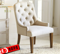 American country fabric soft bag dining chair negotiation chair pastoral fabric study chair Villa club solid wood chair