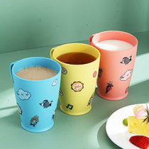 Cartoon milk cup children anti-fall microwave oven can heat baby water glass oat breakfast cup female baby food grade