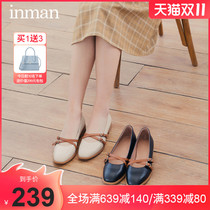 Yinman single shoes women 2021 Spring and Autumn new black shallow round shoes flat ballet shoes Mary Jane shoes Joker