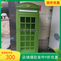 British phone booth wine cabinet Christmas outdoor ornaments iron phone booth bookcase beautiful Chen wooden special custom