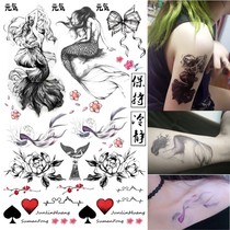 Black and white sexy Mermaid Tattoo Sticker Text Bow Waterproof flower arm Male and female arm tattoo Sticker