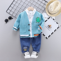 Childrens clothing boys autumn three-piece baby childrens clothing foreign clothes 1-3-year-old baby spring and autumn handsome child suit