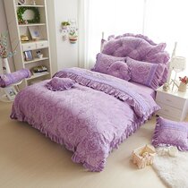 Korean winter warm Princess bedding coral velvet quilt cover plush flannel Crystal velvet four-piece set