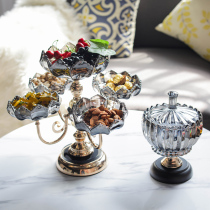 Creative Nordic crystal glass snack plate dried fruit plate American light luxury modern living room coffee table household fruit plate