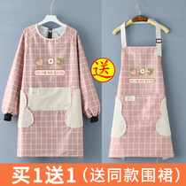 2021 new apron womens home kitchen winter long-sleeved smock overalls adult mens waterproof oil-proof explosion-proof models