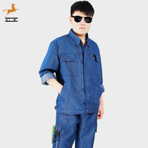 Summer cowboy work suit male pure cotton thin welder wear insurance multi-pocket factory workshop clothing