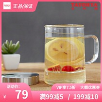 Diverse house boutique home Minya glass tea sepal cup large capacity anti-hot and hot and cold double glass cup with lid
