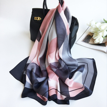 European and American style fashion OL temperament series Pure mulberry silk scarf Spring and summer long scarf silk shawl women