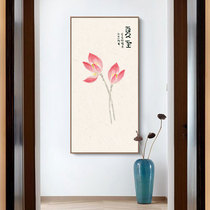 Hand painted oil painting lotus entrance into the family Xuanguan decoration painting New Chinese style Zen corridor Aisle Hanging Painting Work Pen Ink Mural Painting