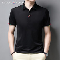 Short-sleeved t-shirt polo shirt mens summer trend high-end thin section large size loose middle-aged dad business casual T-shirt