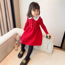 Little red fish baby childrens clothing 2021 New style spring and autumn girls knitted dress baby Autumn Childrens skirt