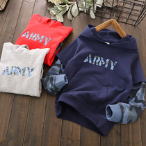 Boys sweatshirt spring and autumn hooded long sleeve fake two pieces 2021 childrens camouflage cotton coat