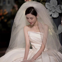New Korean style Gardrill Fashion Bride Wedding Ceremony Multilayer Fluffy Long head yarn white Alice head yarn