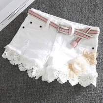 White shorts female summer Korean version of thin low waist slim 2021 spring new sexy lace lace hips hot pants